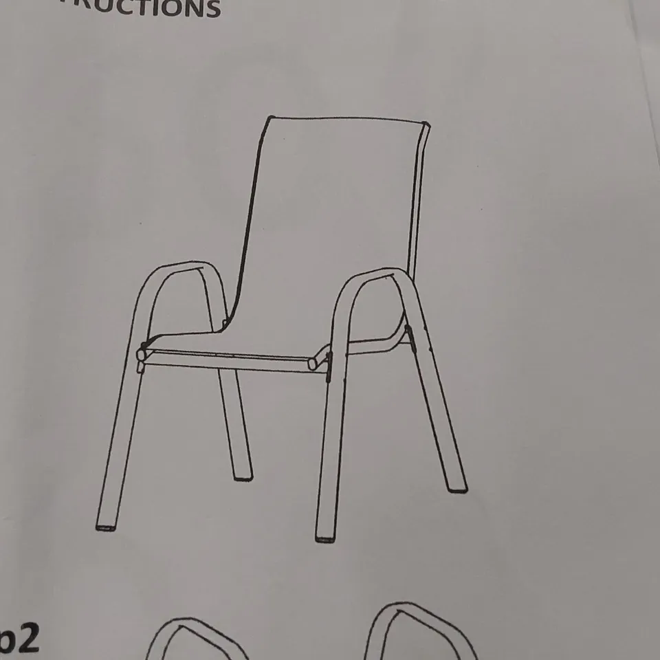 BOXED SET OF APPROXIMATELY 4 OUTDOOR DINING GARDEN CHAIRS (1 BOX)
