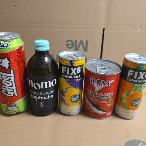 APPROXIMATELY 10 ASSORTED FOOD AND DRNK ITEMS TO INCLUDE FIX8 GRIND COFFEE AND ENERGY DRINK