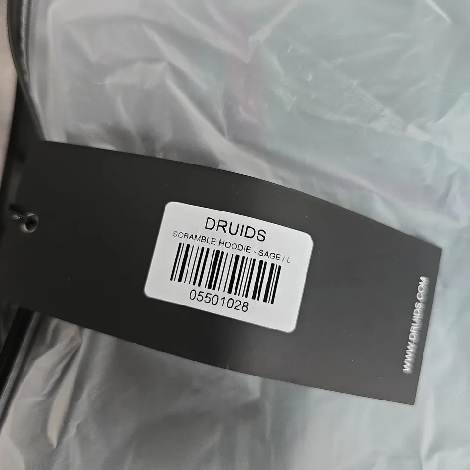 BAGGED DRUIDS SCRAMBLE HOODIE – SAGE, SIZE L