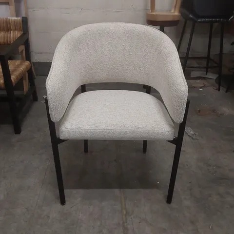 DESIGNER UPHOLSTERED ARMCHAIR WITH METAL BASE