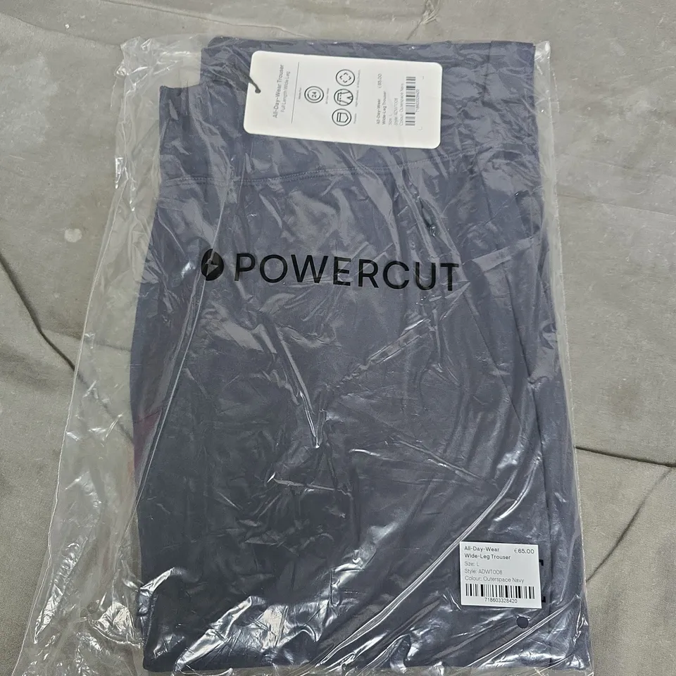 BAGGED POWERCUT ALL-DAY-WEAR WIDE-LEG TROUSERS IN OUTERSPACE NAVY - LARGE