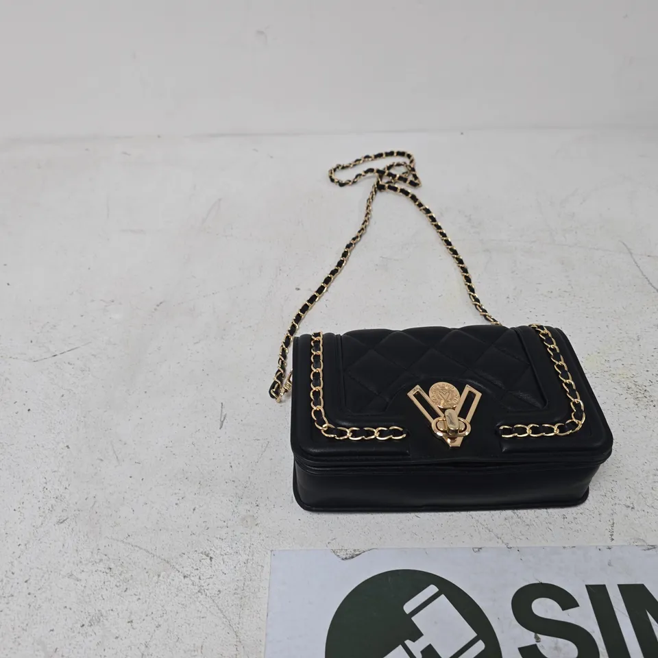 VALENTINO ORLANDI BLACK QUILTED LEATHER HANDBAG WITH GOLD CHAIN