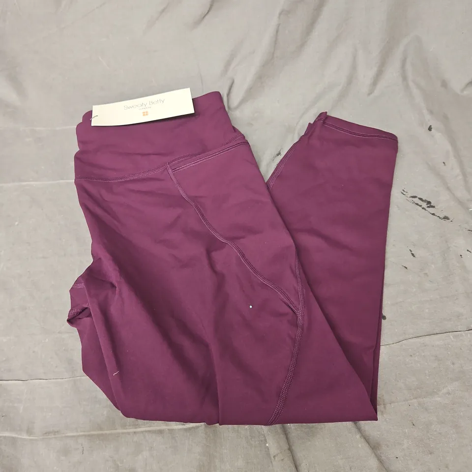 SWEATY BETTY POWER 7/8 WORKOUT LEGGINGS IN MIDNIGHT CHERRY PURPLE SIZE L