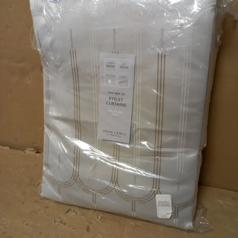 JOHN LEWIS EYELET CURTAINS RIALTO ART DECO FULLY LINED