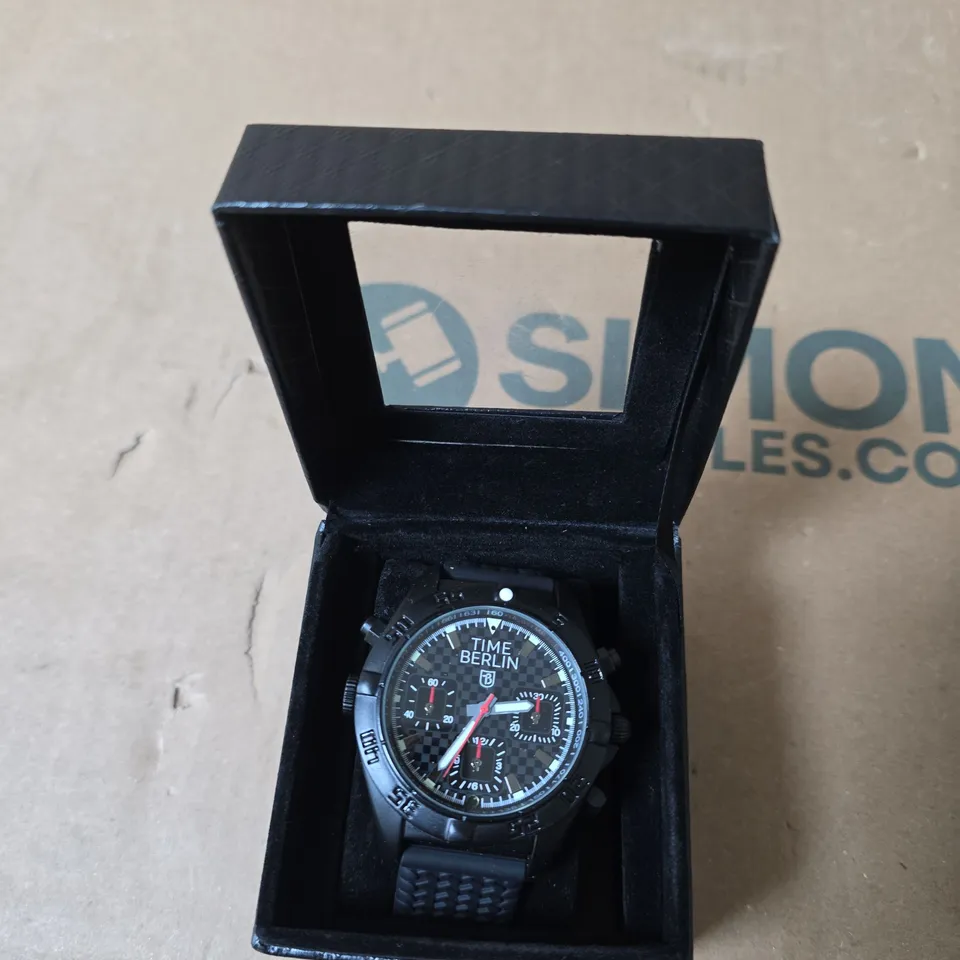TIME BERLIN CHRONOGRAPH WRISTWATCH – BLACK WITH PRESENTATION BOX