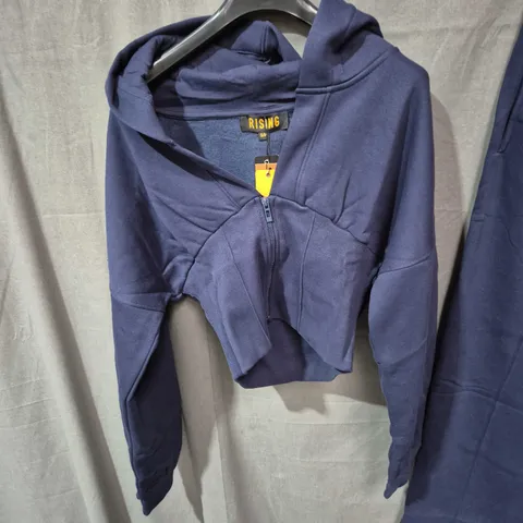 RISING NAVY TRACKSUIT SET – ZIP HOODIE CROP TOP & JOGGERS - SIZE S/M