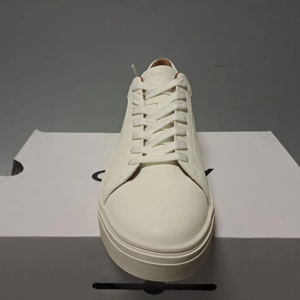 BOXED ALDO WILLIO-100 WHITE TRAINERS - UK 8 