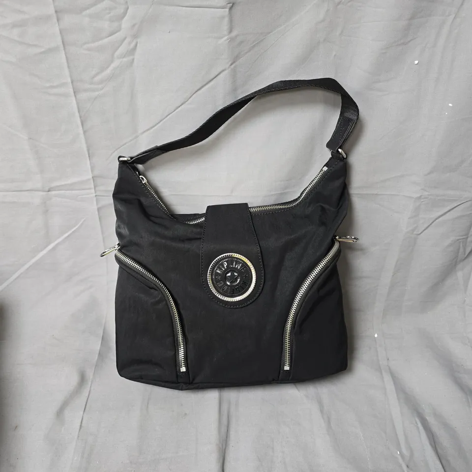 KIPLING CROSSBODY BAG – BLACK NYLON WITH SIGNATURE ROUND LOGO
