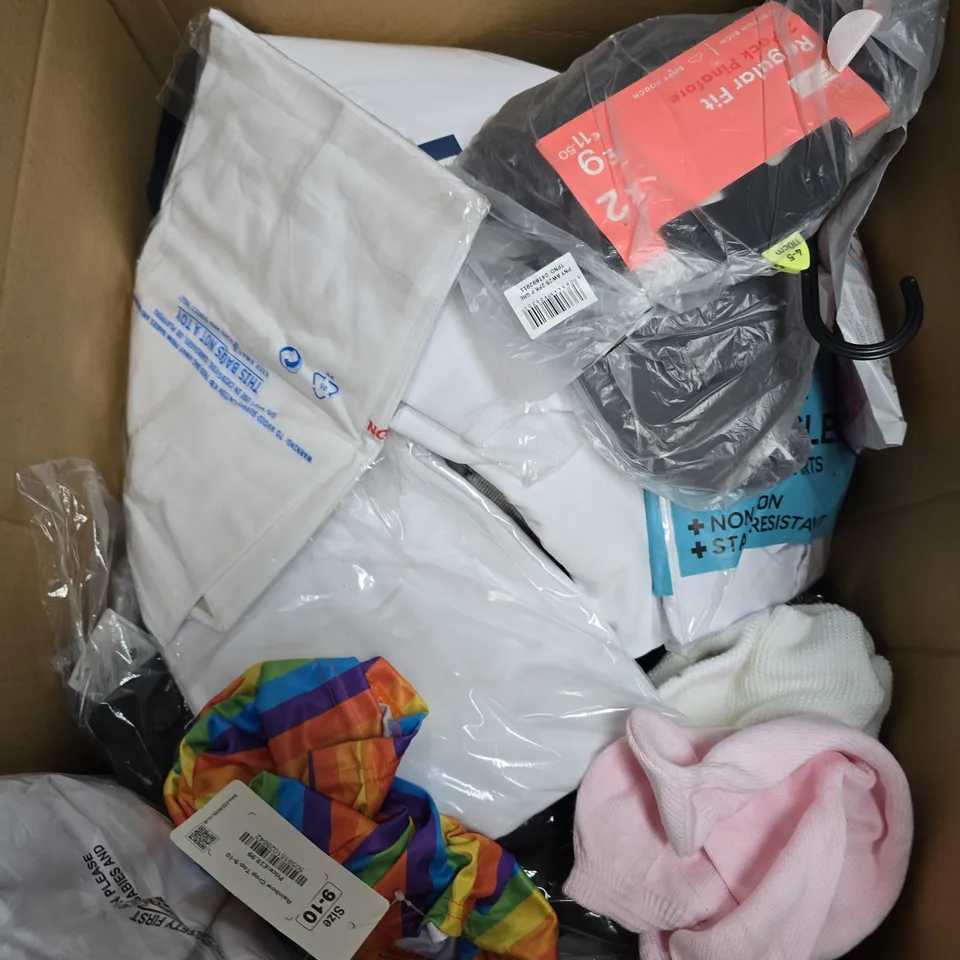 BOX OF APPROXIMATELY 30 ASSORTED KIDS CLOTHING ITEMS TO INCUDE - BABY CLOTHES, SHIRTS, TROUSERS, ETC