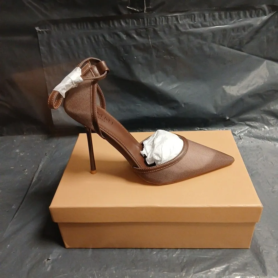 SIMMI BROWN POINTED-TOE ANKLE-STRAP STILETTO HEELS UK 6