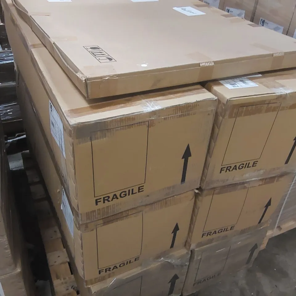 PALLET CONTAINING A LARGE QUANTITY OF ASSORTED BRAND NEW BATHROOM FURNITURE ITEMS INCLUDING: CALYPSO SAVENA TALL WALL UNITS, CALYPSO LED MIRROR