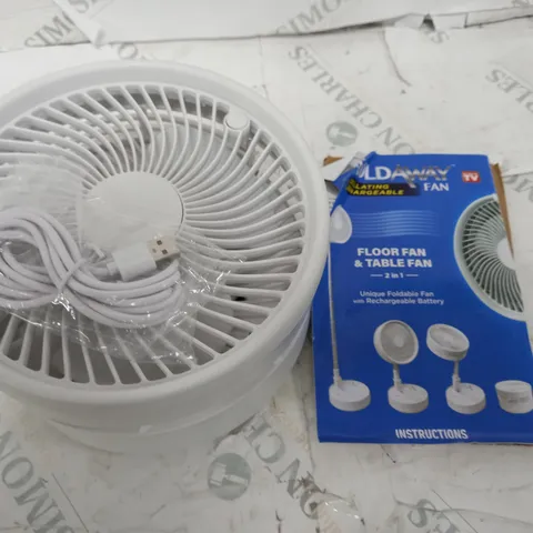 FOLD AWAY FAN WHITE 2 IN 1 FLOOR & TABLE FAN