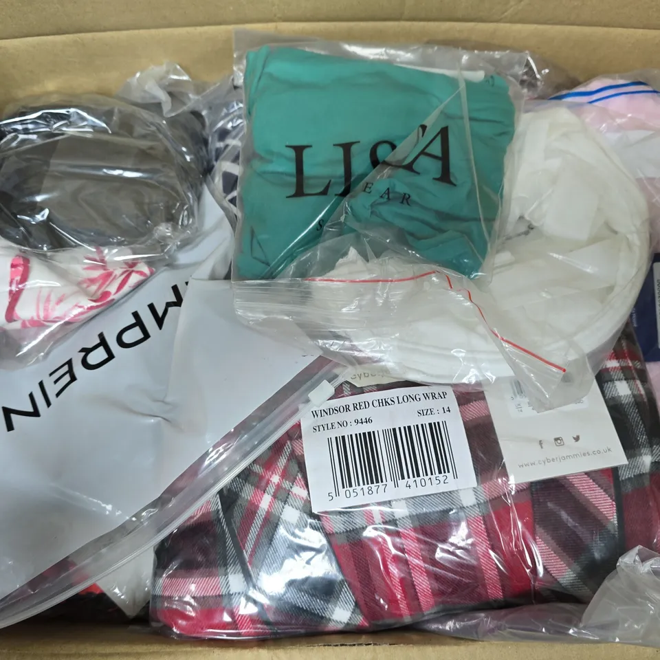APPROXIMATELY 20 ASSORTED CLOTHING ITEMS IN VARIOUS COLOURS, SIZES, AND STYLES TO INCLUDE BRANDS SUCH AS SLENDERELLA, CYBER JAMMIES, LISCA, ETC