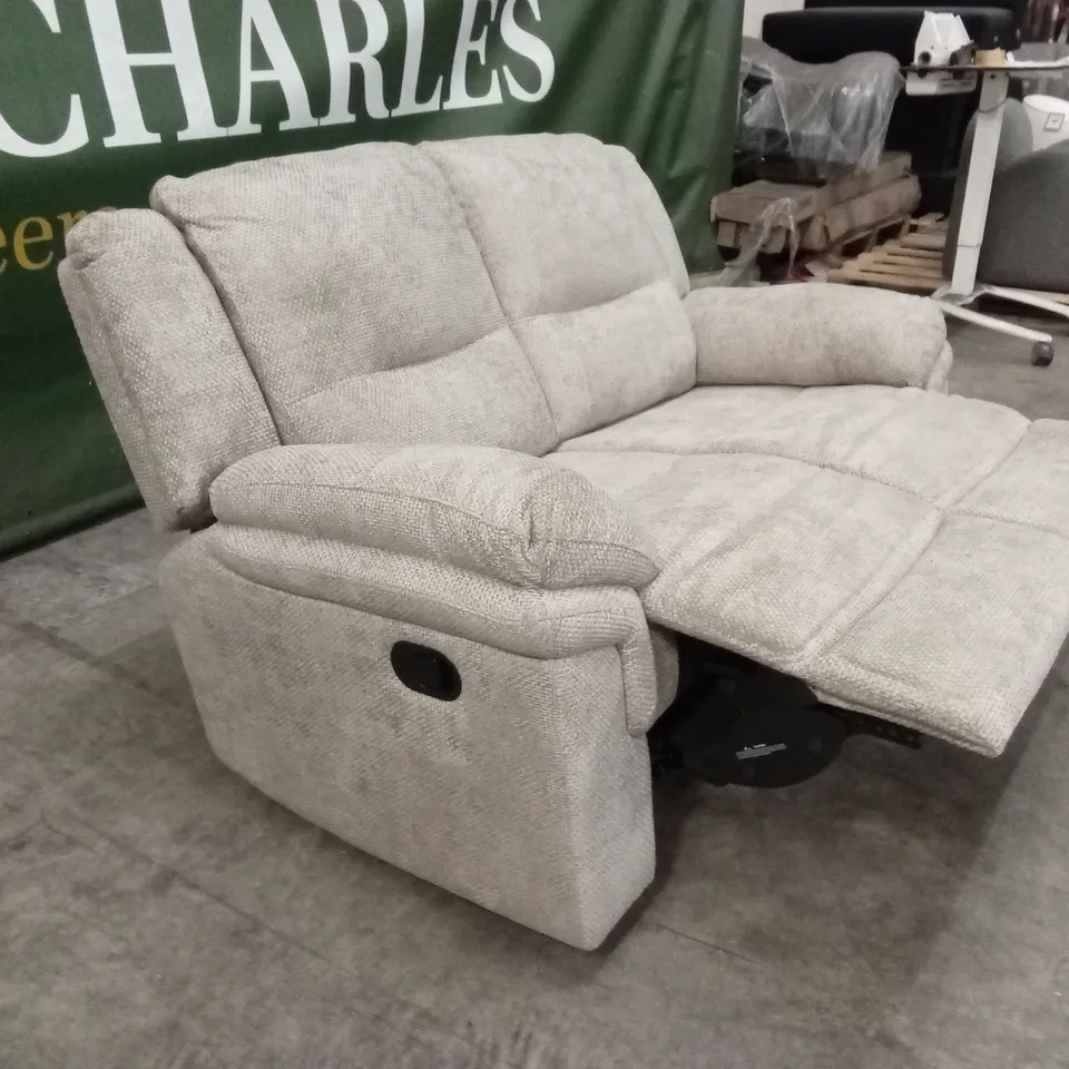 ALBION CHUNKY WEAVE 2 SEATER HIGH BACK MANUAL RECLINER SOFA - NATURAL RRP £579
