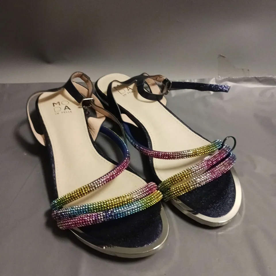 MODA IN PELLE LADIES SANDAL WITH MULTI-COLOURED GLITTER DETAIL SIZE EU 40