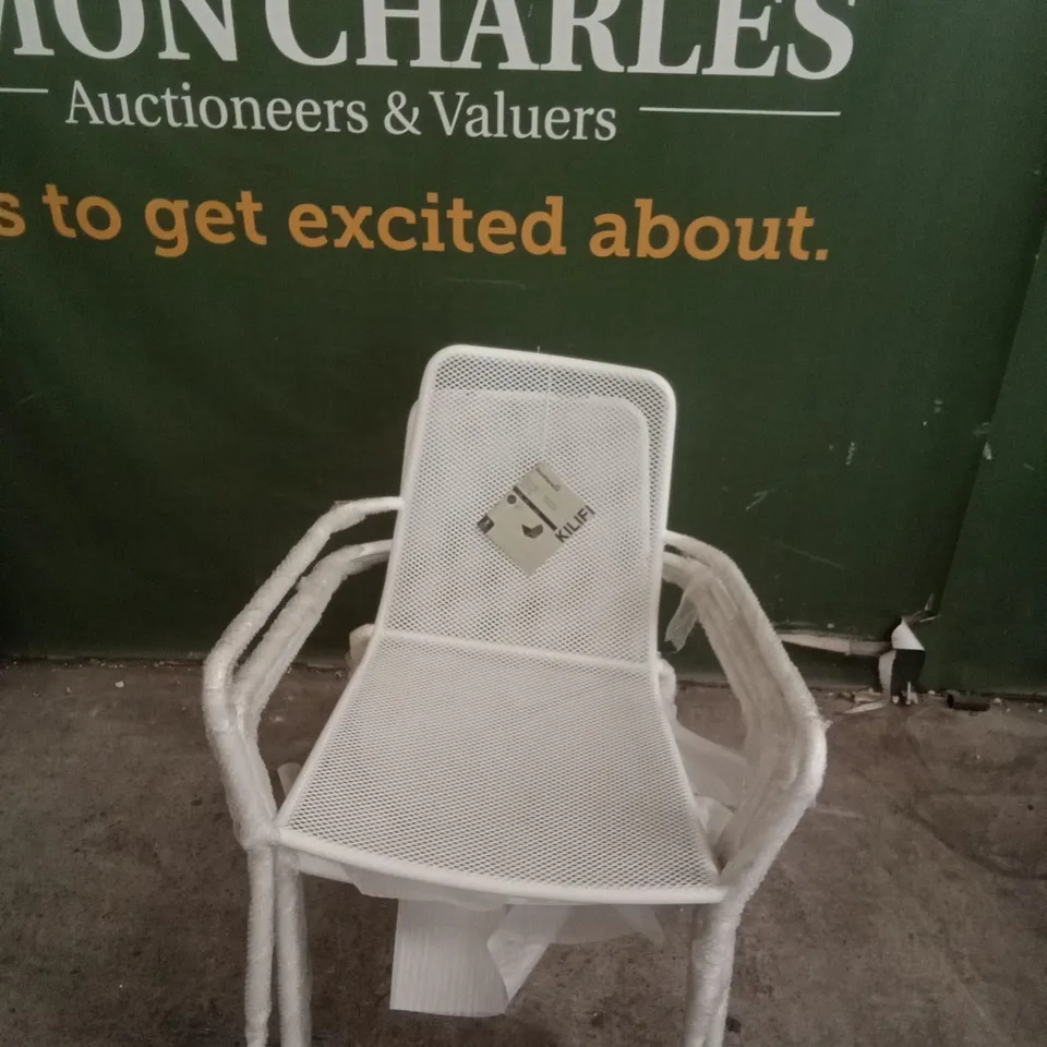 4X GOODHOME KILIFI STEEL ARMCHAIR - WHITE