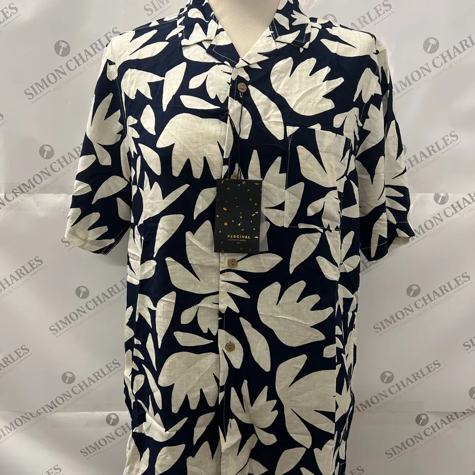PERCIVAL LOOPER SHORT SLEEVE SHIRT IN NAVY SIZE M