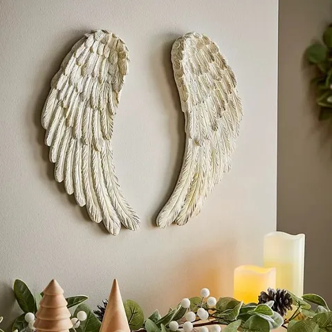 FOUR BRAND NEW BOXED ANGEL WINGS CHRISTMAS WALL HUNG ORNAMENTS