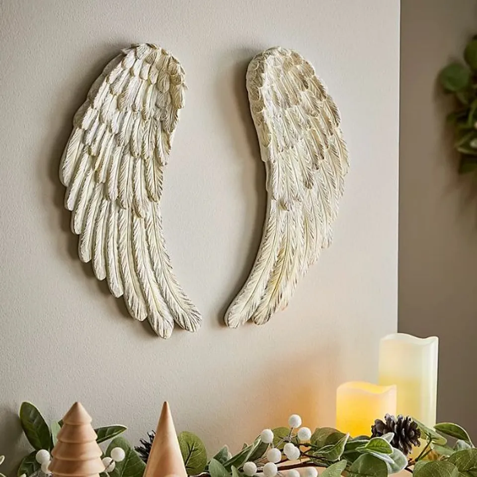 FOUR BRAND NEW BOXED ANGEL WINGS CHRISTMAS WALL HUNG ORNAMENTS