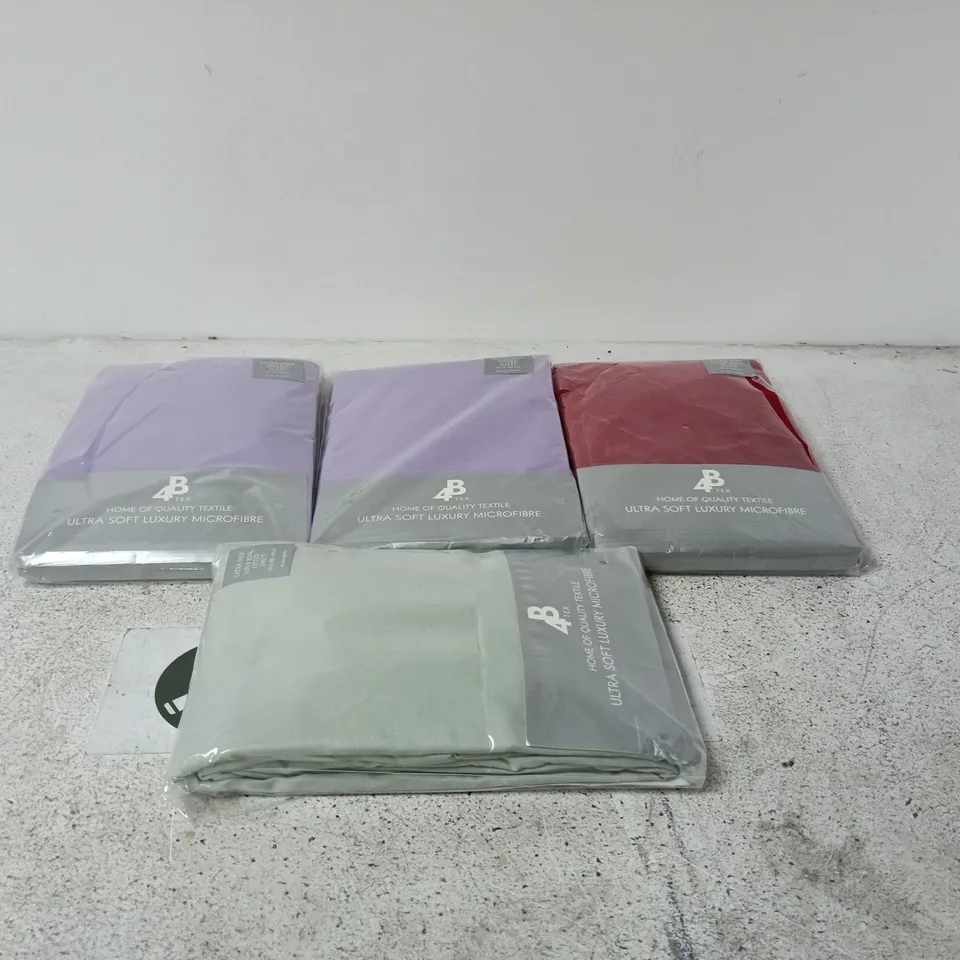 SET OF 4 ASSORTED 4BTEX FITTED SHEETS TO INCLUDE EXTRA DEEP DOUBLE PURPLE