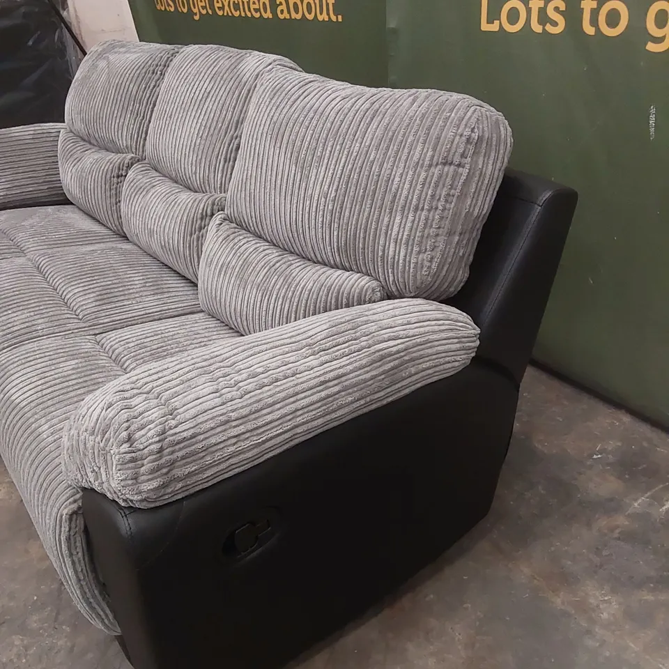 SIENNA FABRIC/FAUX LEATHER HIGH BACK 3 SEATER RECLINER SOFA RRP £849