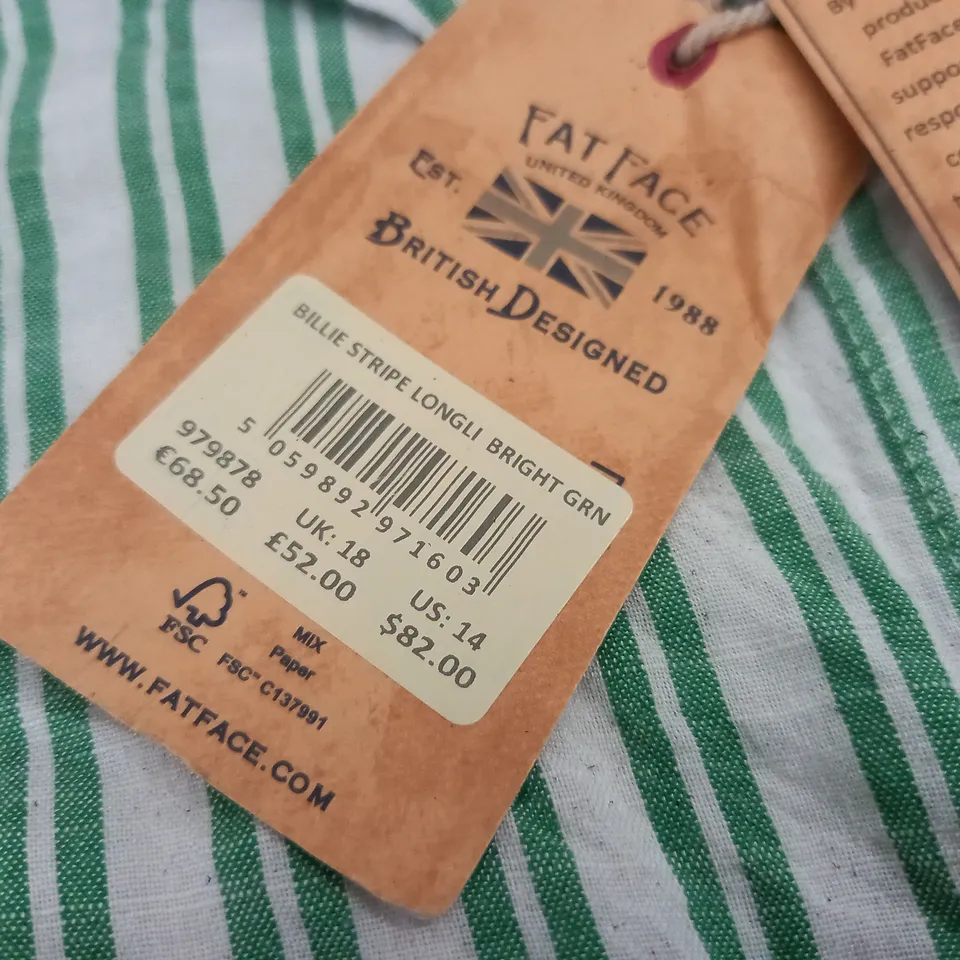FAT FACE GREEN STRIPED SHIRT - UK 18