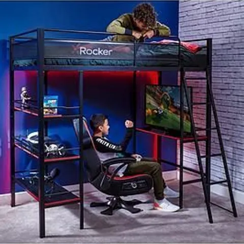 BOXED X ROCKER FORTRESS - GAMING BUNK BED - BLACK (2 BOXED)