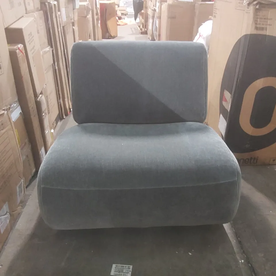 DANETTI FRANCES BLUE GREY FABRIC SWIVEL ACCENT CHAIR