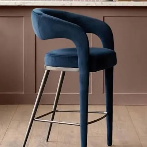 BOXED DANETTI RHETT DARK NAVY VELVET BAR STOOL (1 BOX)