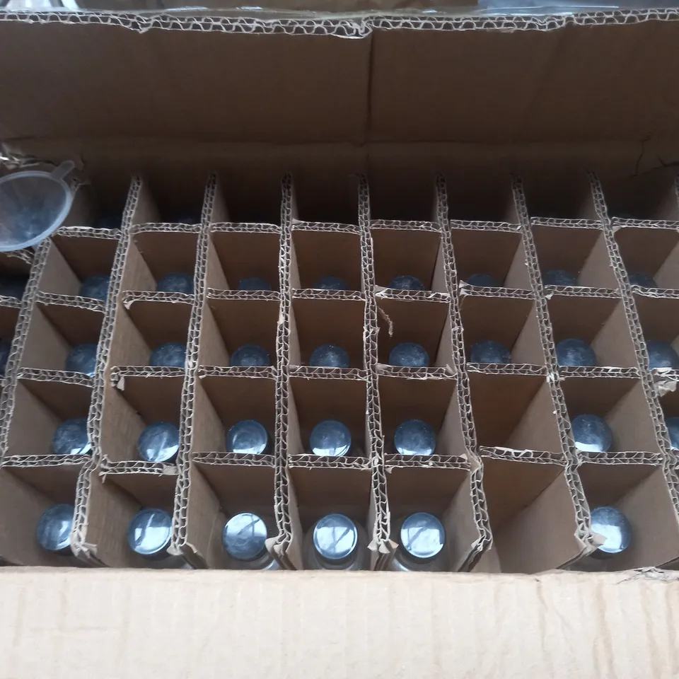 BOX OF APPROXIMATELY 50 MINI GLASS BOTTLES