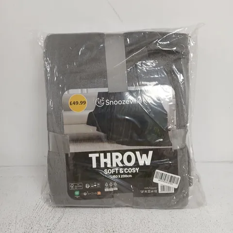 SNOOZEVILLE THROW – SOFT & COSY, 150 X 200 CM, GREY