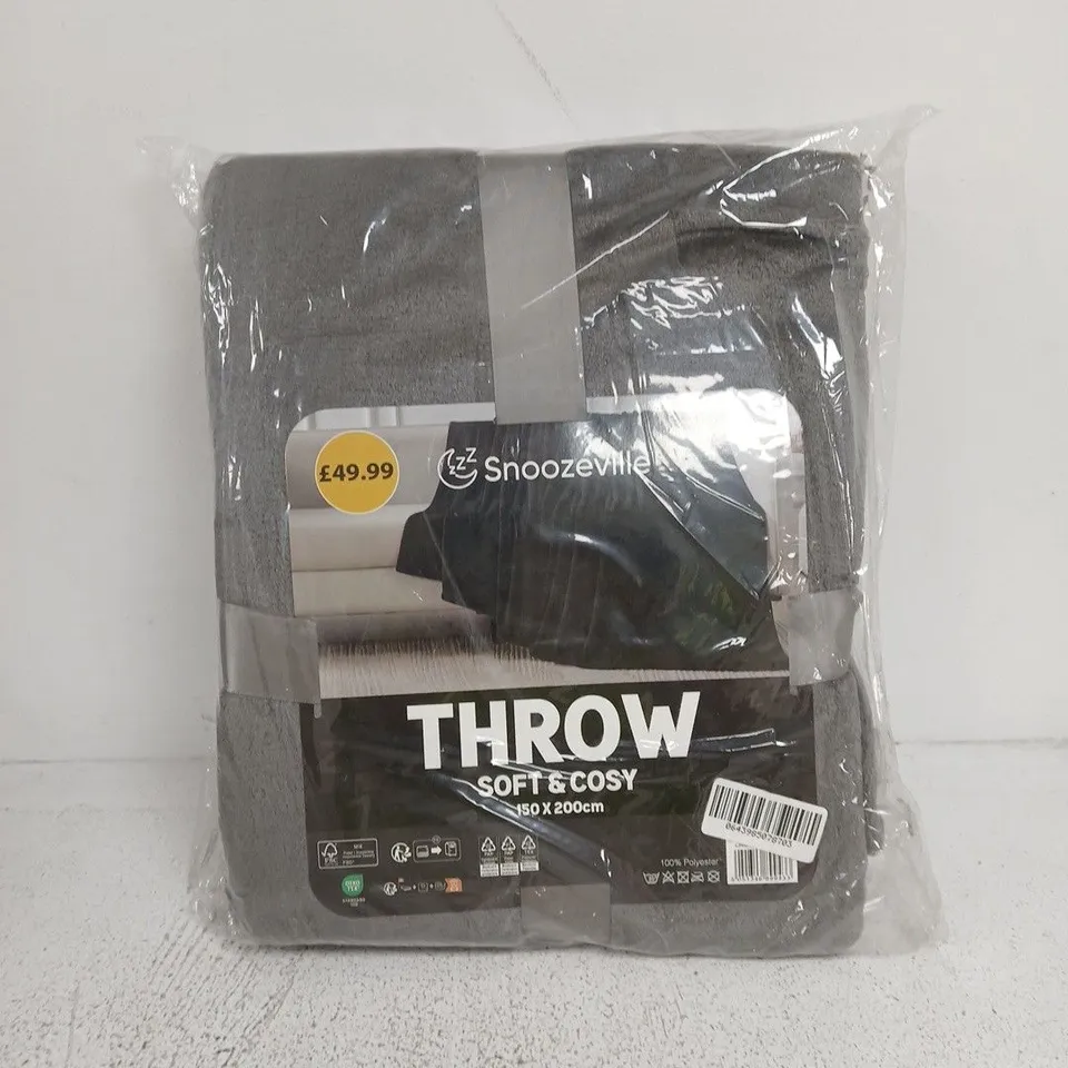 SNOOZEVILLE THROW – SOFT & COSY, 150 X 200 CM, GREY