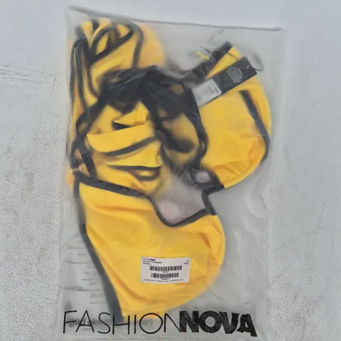 BAGGED FASHION NOVA LEIA LAYERED MONOKINI IN YELLOW SIZE 2X