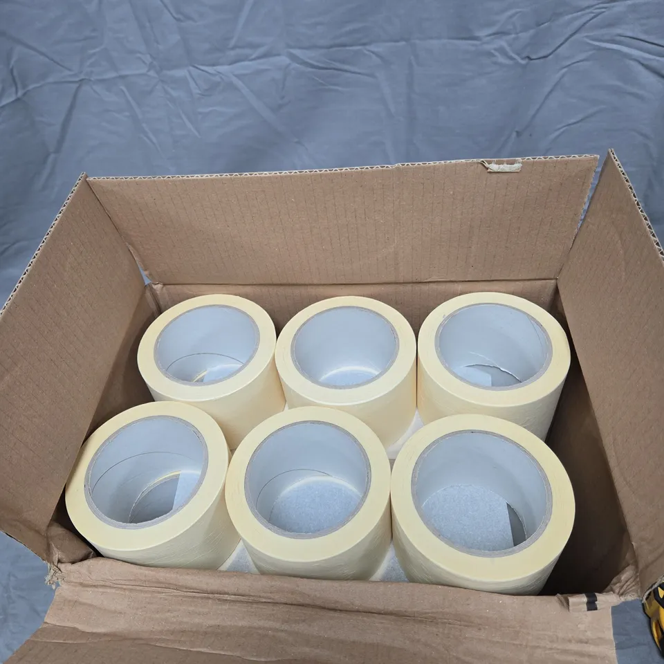 BEIGE MASKING TAPE ROLLS – BOX OF APPROXIMATELY 12 ITEMS