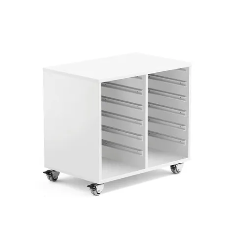 BOXED WOODEN TRAY STORAGE UNIT IDA 2 COLUMNS, 680X450X635 MM, WHITE
