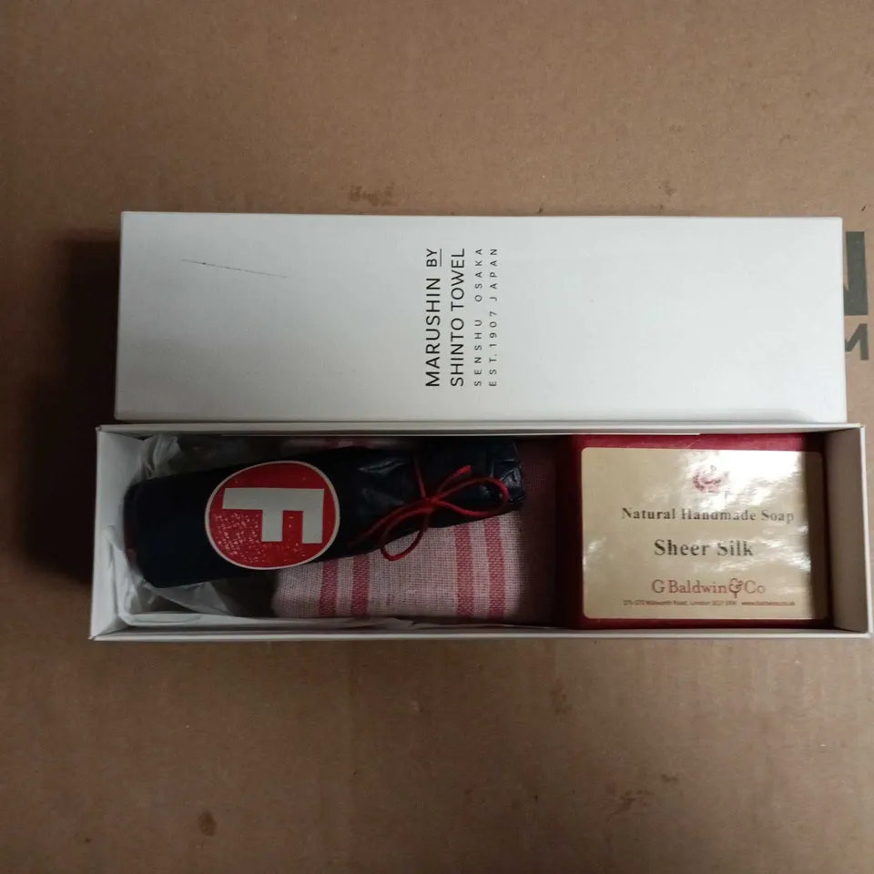 MARUSHIN BY SHINTO TOWEL GIFT SET – TOWEL & NATURAL HANDMADE SOAP (SHEER SILK)