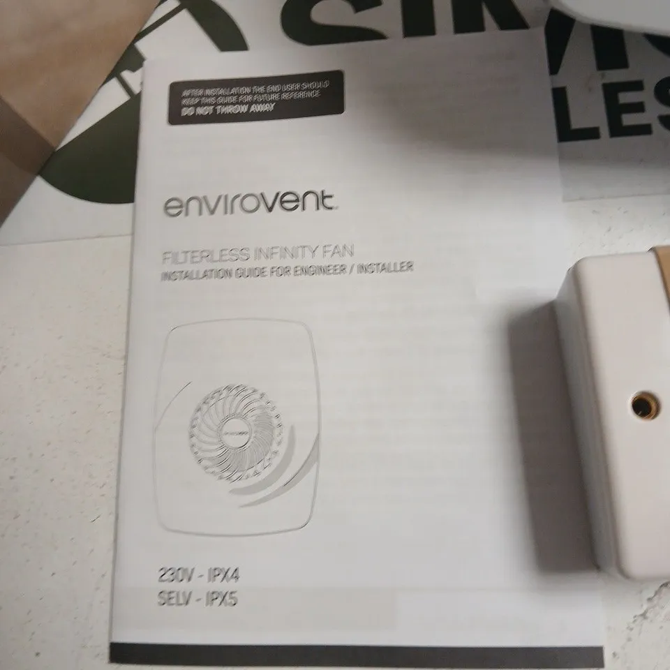 ENVIROVENT INFINITY FAN – FILTERLESS INSTALLATION KIT (IP44)
