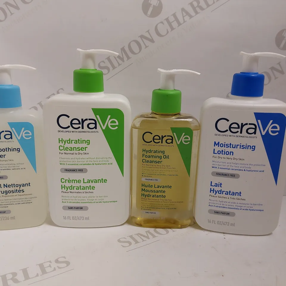 BOX OF APPROX 8 CERAVE ITEMS TO INCLUDE SA SMOOTHING CLEANSER, MOISTURISING LOTION, HYDRATING CLEANSER