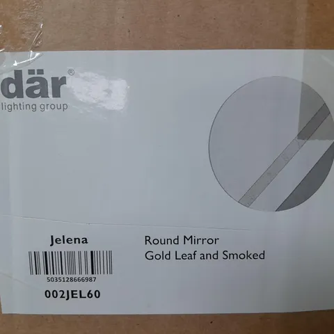 BOXED DAR LIGHTING JELENA ROUND MIRROR GOLD LEAF AND SMOKED