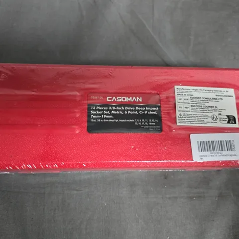 CASOMAN 13-Piece 3/8-Inch Drive Deep Impact Socket Set, Metric 7mm–19mm (Cr-V steel)