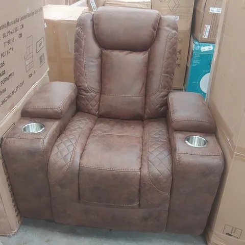 QUALITY DESIGNER UPHOLSTERED ELECTRIC RECLINER ARMCHAIR