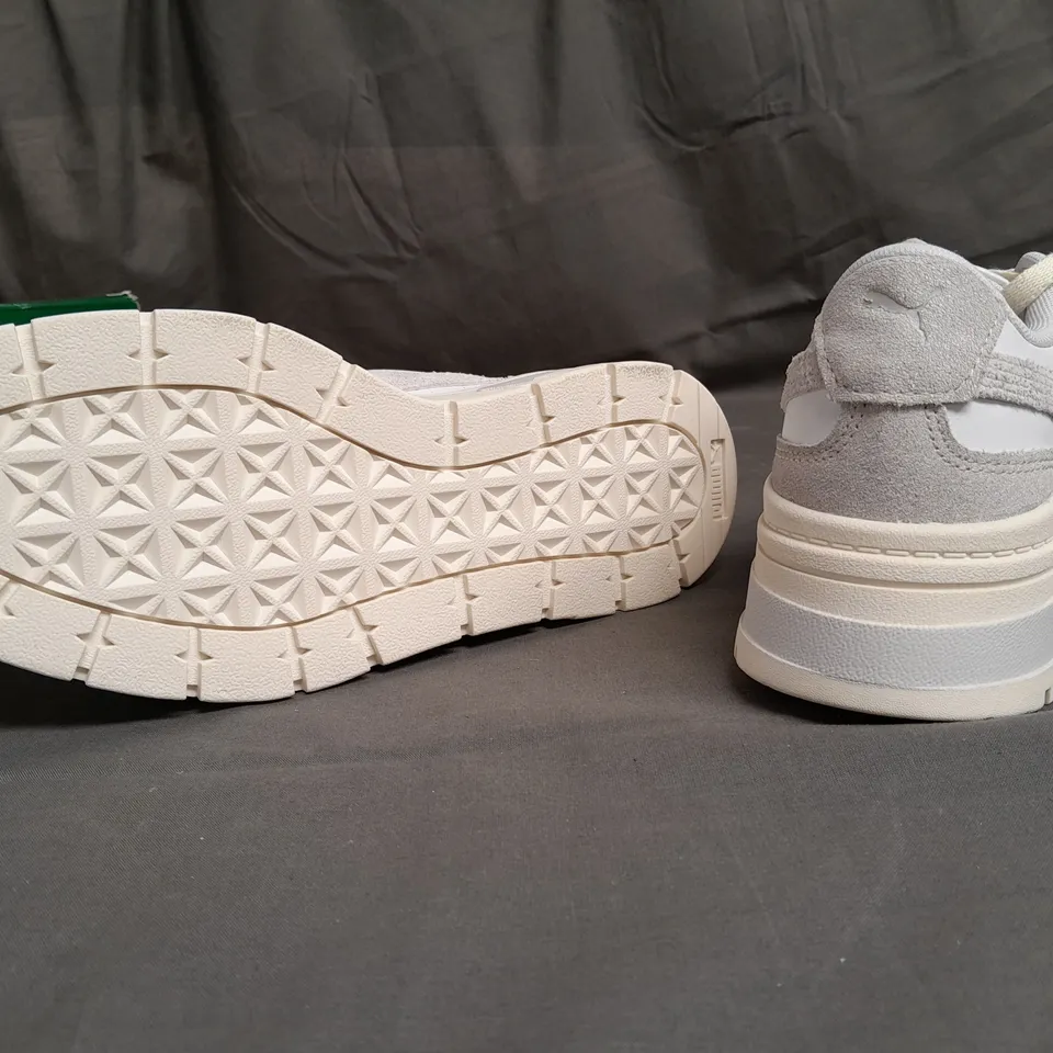 BOXED PAIR OF PUMA MAYZE WHITE TRAINERS SIZE UK 6