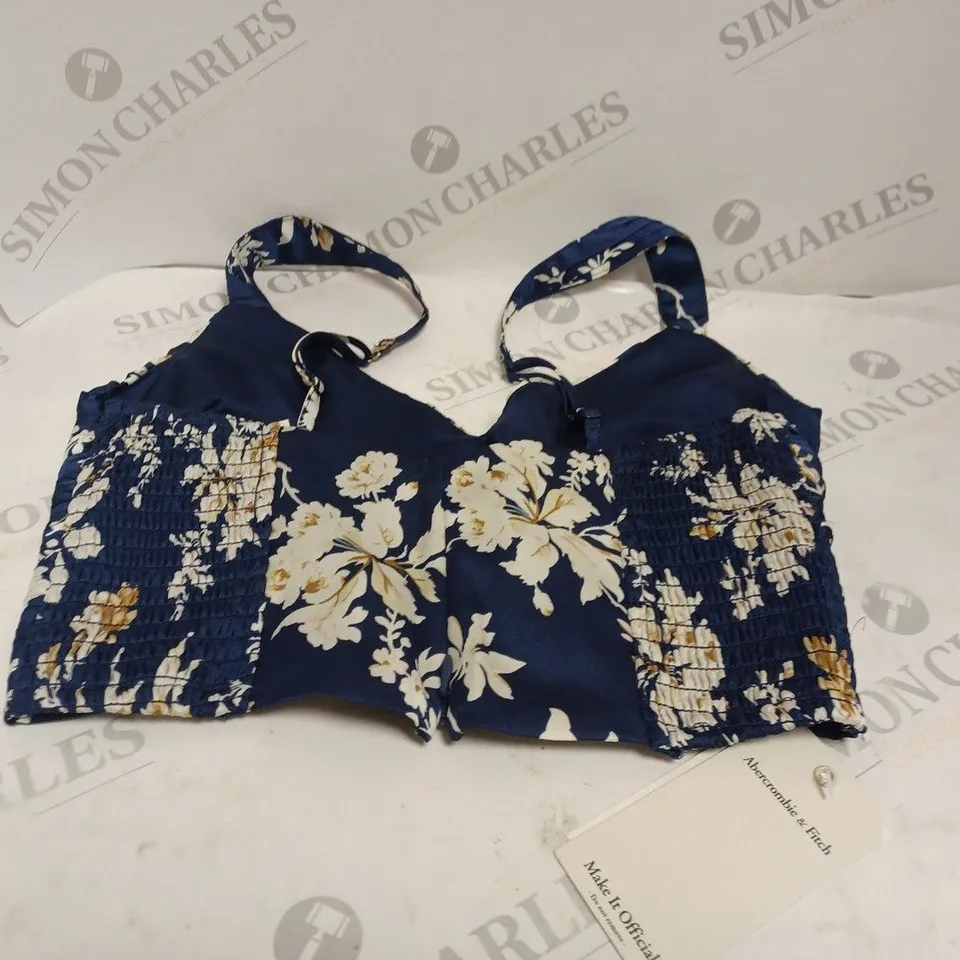 ABERCROMBIE & FITCH FLORAL PRINTED BLUE CROP TOP - XXS