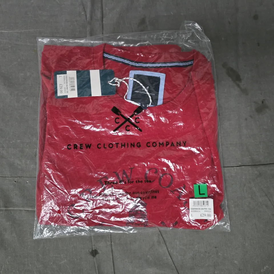 CREW CLOTHING COMPANY LIGHTHOUSE GRAPHIC T-SHIRT IN RED SIZE LARGE