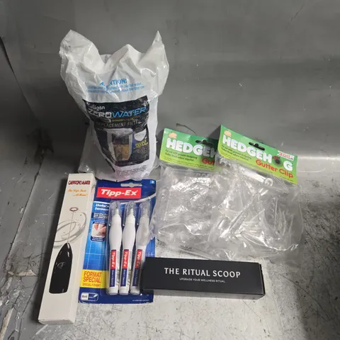 APPROXIMATELY 20 ASSORTED HOUSEHOLD PRODUCTS TO INCLUDE GUTTER CLIPS, REPLACEMENT FILTER, STORAGE CASE ETC 