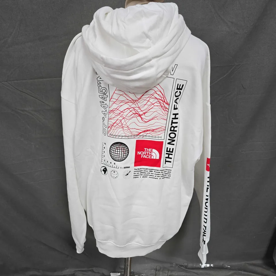 THE NORTH FACE WOMENS OVERSIZED PRINTED HOODIE IN WHITE SIZE L