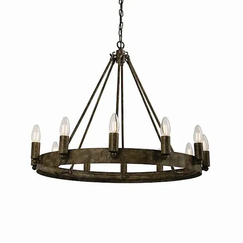 BOXED LUMINOSA CHEVALIER 12 LIGHT CEILING PENDANT AGED METAL, E14
