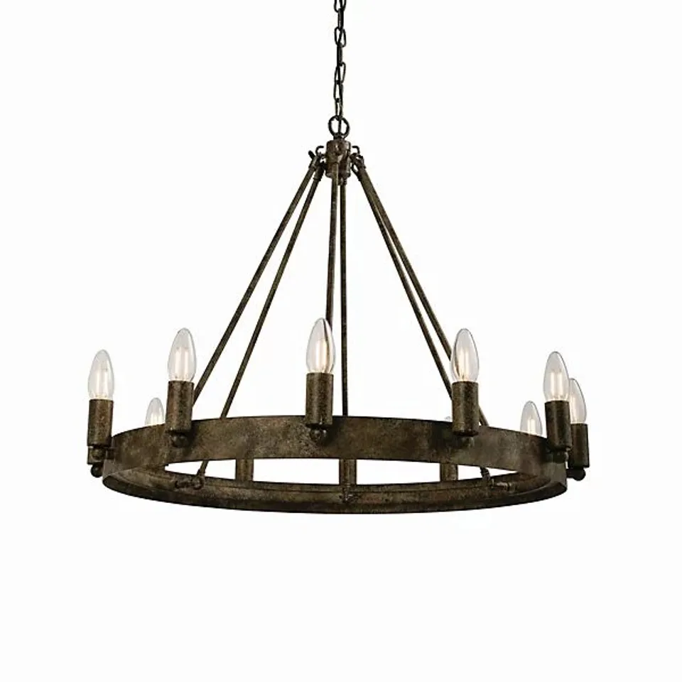 BOXED LUMINOSA CHEVALIER 12 LIGHT CEILING PENDANT AGED METAL, E14