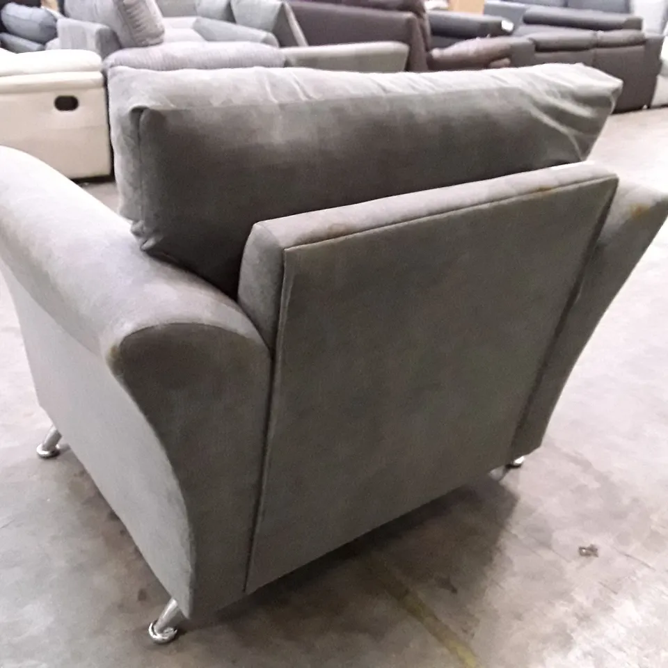 DESIGNER ARMCHAIR - GREY FABRIC