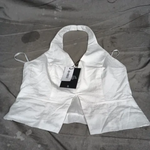 4TH+RECKLESS HALTER NECK TOP IN WHITE – UK 8